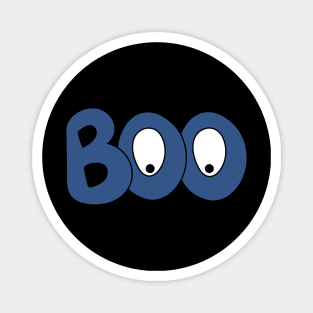 BOO text art blue bubble letters with cartoon eyes Magnet